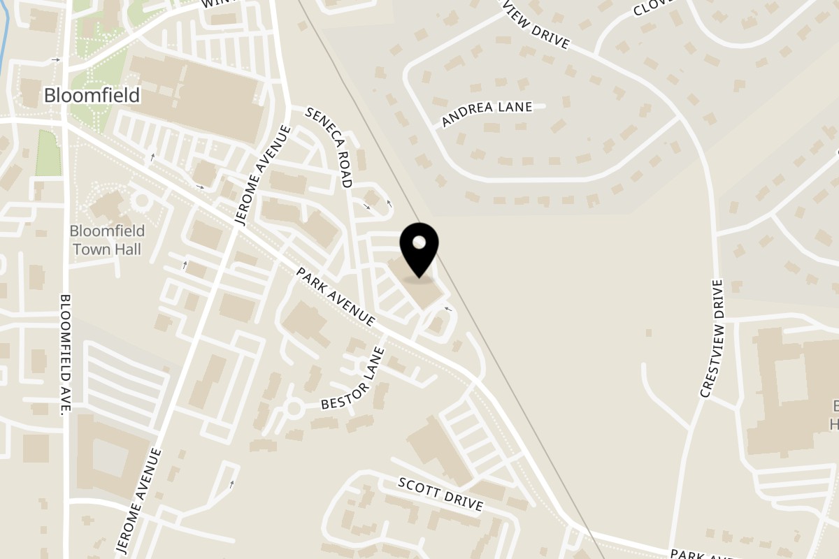 Map showing the location of Sarah's on Park on 774 Park Ave in Bloomfield